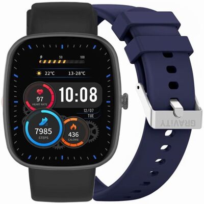 Gravity Smartwatch Czarny 2 Paski GT18-9 (38 mm, sans carte SIM), Montre connectée Gravity Smartwatch Czarny 2 Paski GT18-9 (38 mm, sans carte SIM), Montre connectée