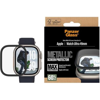 PanzerGlass Screen Protector w. black Metal Frame, Film de protection pour smartwatch, Transparent PanzerGlass Screen Protector w. black Metal Frame, Film de protection pour smartwatch, Transparent