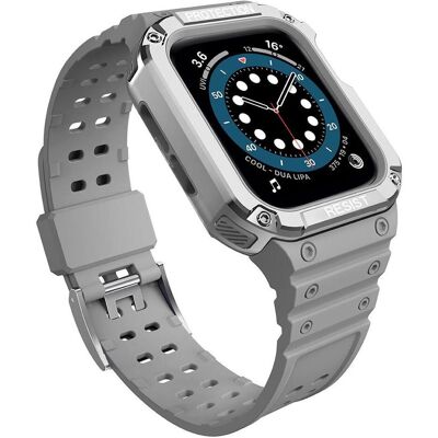 Hurtel Protect Strap Band with Case for Apple Watch 7 / SE (41/40 / 38mm) Case Armored Watch Cover Gra (Matières plastiques, TPU), Sangles de montre, Argent, Gris Hurtel Protect Strap Band with Case for Apple Watch 7 / SE (41/40 / 38mm) Case Armored Watch Cover Gra (Matières plastiques, TPU), Sangles de montre, Argent, Gris