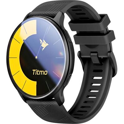 Titmo Smart watches Smartwatch O-200 (GPS, AMOLED, bluetooth call, silicone strap) black (45 mm), Montre connectée Titmo Smart watches Smartwatch O-200 (GPS, AMOLED, bluetooth call, silicone strap) black (45 mm), Montre connectée