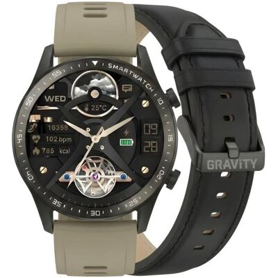 Gravity Smartwatch Czarny 2 Paski GT10-2 (46 mm, sans carte SIM), Montre connectée Gravity Smartwatch Czarny 2 Paski GT10-2 (46 mm, sans carte SIM), Montre connectée