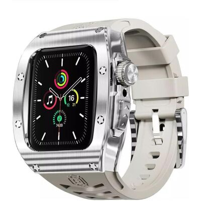 Shellbox - Waterproof IP68 + Watchband - Apple Watch 7 / 8 / 9 (45mm) - Silver, Montre connectée : accessoires, Argent Shellbox - Waterproof IP68 + Watchband - Apple Watch 7 / 8 / 9 (45mm) - Silver, Montre connectée : accessoires, Argent