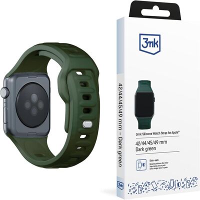 3MK Silicone Watch Strap Ciemnozielony/ Dark Green dla Apple Watch 42/44/45/49mm (Acier inoxydable, Silicone), Sangles de montre, Vert 3MK Silicone Watch Strap Ciemnozielony/ Dark Green dla Apple Watch 42/44/45/49mm (Acier inoxydable, Silicone), Sangles de montre, Vert