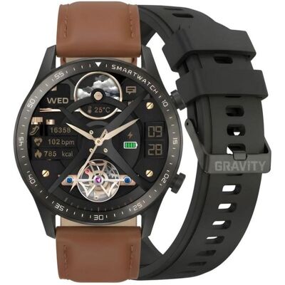 Gravity Smartwatch Czarny 2 Paski GT10-4 (46 mm, sans carte SIM), Montre connectée Gravity Smartwatch Czarny 2 Paski GT10-4 (46 mm, sans carte SIM), Montre connectée