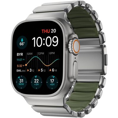 Nomad Stratos Band Natural Titanium Forest Green FKM AW 45/46/49mm (FKM, Titane), Sangles de montre, Vert Nomad Stratos Band Natural Titanium Forest Green FKM AW 45/46/49mm (FKM, Titane), Sangles de montre, Vert