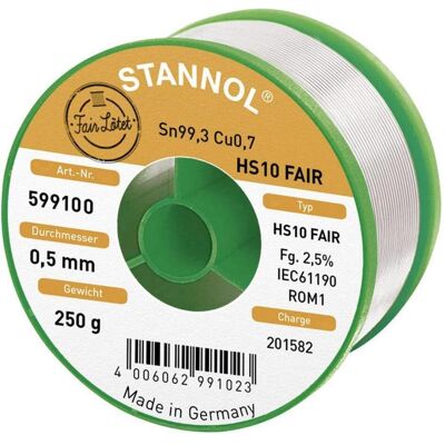 Stannol HS10-Fair Sn99.3Cu0.7 - Fil à souder sans plomb Stannol HS10-Fair Sn99.3Cu0.7 - Fil à souder sans plomb