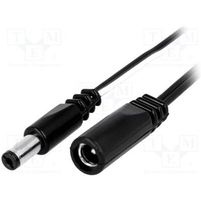 BQ Cable Câble 2 × 0,5 mm², fiche CC 5,5/2,1, prise CC 5,5/2,1 droite (3 m), Câble d'alimentation, Noir BQ Cable Câble 2 × 0,5 mm², fiche CC 5,5/2,1, prise CC 5,5/2,1 droite (3 m), Câble d'alimentation, Noir