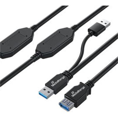 MediaRange Câble d'extension USB actif, USB 3.0, 15m, noir (15 m, USB 3.2 Gen 1), Câble USB MediaRange Câble d'extension USB actif, USB 3.0, 15m, noir (15 m, USB 3.2 Gen 1), Câble USB