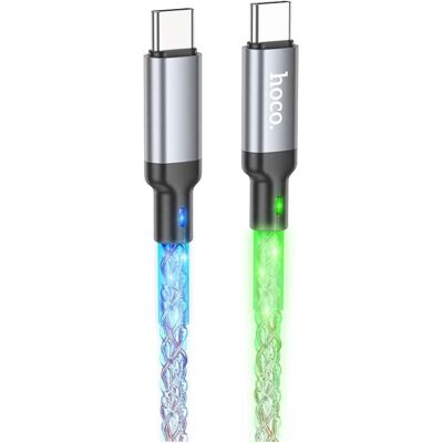 Hoco Cable cable Type C to Type C 3A 60W U112 1 m gray (1 m, USB 3.2 Gen 1, 60 W), Câble USB Hoco Cable cable Type C to Type C 3A 60W U112 1 m gray (1 m, USB 3.2 Gen 1, 60 W), Câble USB