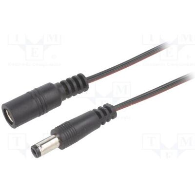 BQ Cable Câble 2 × 0,35 mm², fiche CC 5,5/2,1, prise CC 5,5/2,1 droite (2 m), Câble d'alimentation, Noir BQ Cable Câble 2 × 0,35 mm², fiche CC 5,5/2,1, prise CC 5,5/2,1 droite (2 m), Câble d'alimentation, Noir