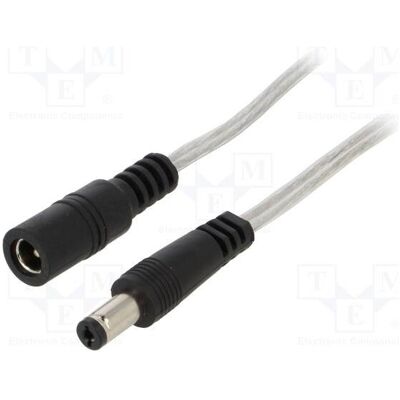 BQ Cable Câble 2 × 0,5 mm², fiche CC 5,5/2,1, prise CC 5,5/2,1 droite (3 m), Câble d'alimentation, Noir, Transparent BQ Cable Câble 2 × 0,5 mm², fiche CC 5,5/2,1, prise CC 5,5/2,1 droite (3 m), Câble d'alimentation, Noir, Transparent