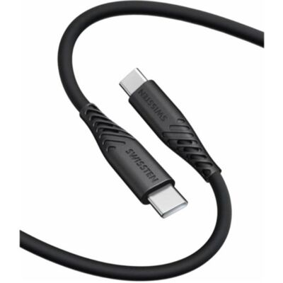 Swissten Câble de données Silicone souple USB-C / USB-C 0,4 M Noir (0.40 m, 60 W), Câble USB Swissten Câble de données Silicone souple USB-C / USB-C 0,4 M Noir (0.40 m, 60 W), Câble USB