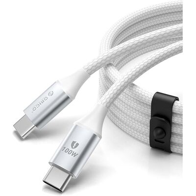 Orico Cable CDX 100W 5A Power Delivery USB-C - USB-C 1m Cable - White (1 m, USB 2.0, 100 W), Câble USB Orico Cable CDX 100W 5A Power Delivery USB-C - USB-C 1m Cable - White (1 m, USB 2.0, 100 W), Câble USB