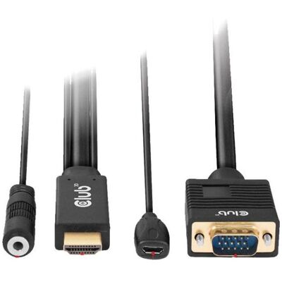 Club 3D Câble Club3D HDMI+Micro-USB femelle > VGA+ mâle/femelle (2 m), Câble vidéo, Noir Club 3D Câble Club3D HDMI+Micro-USB femelle > VGA+ mâle/femelle (2 m), Câble vidéo, Noir