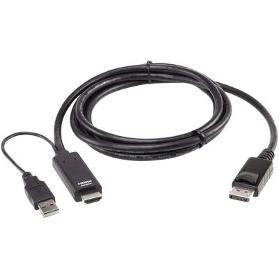 Aten HDMI/USB A – DisplayPort (1.80 m), Câble vidéo, Noir Aten HDMI/USB A – DisplayPort (1.80 m), Câble vidéo, Noir