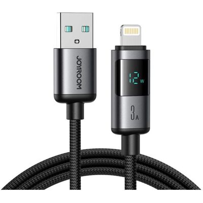 Joyroom USB-A to Lightning fast charging cable with display 3A, 1.2 m (1.20 m, USB 2.0), Câble USB Joyroom USB-A to Lightning fast charging cable with display 3A, 1.2 m (1.20 m, USB 2.0), Câble USB