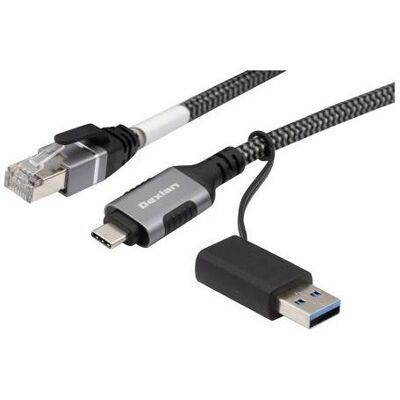 Dexlan USB-C/A vers RJ45 actif GigaLAN NIC CABLE - 5m (USB-C, RJ45 (1x)), Adaptateur réseau Dexlan USB-C/A vers RJ45 actif GigaLAN NIC CABLE - 5m (USB-C, RJ45 (1x)), Adaptateur réseau