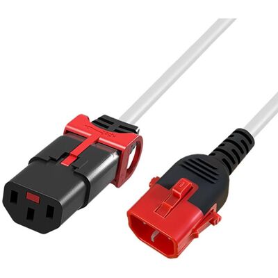 ACT Powercord C13 - C14 Dual IEC LOCK white 1 m (1 m), Câble d'alimentation, Blanc ACT Powercord C13 - C14 Dual IEC LOCK white 1 m (1 m), Câble d'alimentation, Blanc