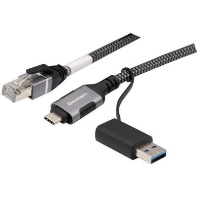 Dexlan USB-C/A vers RJ45 actif GigaLAN NIC CABLE - 2m (USB-C, RJ45 (1x)), Adaptateur réseau Dexlan USB-C/A vers RJ45 actif GigaLAN NIC CABLE - 2m (USB-C, RJ45 (1x)), Adaptateur réseau