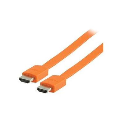 Valueline Câble HDMI plat orange / Câble HDMI / HDMI 1.4 / 3D/4K / 2 m (2 m), Câble vidéo, Orange Valueline Câble HDMI plat orange / Câble HDMI / HDMI 1.4 / 3D/4K / 2 m (2 m), Câble vidéo, Orange