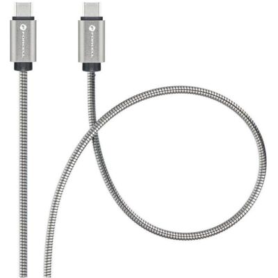 Forcell Cable F-ENERGY Metal C237 cable Type C to Type C PD QC4.0 3A 60W 1 m silver (1 m, 60 W), Câble USB Forcell Cable F-ENERGY Metal C237 cable Type C to Type C PD QC4.0 3A 60W 1 m silver (1 m, 60 W), Câble USB