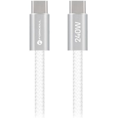 Forcell Cable Cable USB C to USB C F-Energy QC4.0 PD 5A 240W Cafule Color 1,2 m CBN1 white (1.20 m, 240 W), Câble USB Forcell Cable Cable USB C to USB C F-Energy QC4.0 PD 5A 240W Cafule Color 1,2 m CBN1 white (1.20 m, 240 W), Câble USB