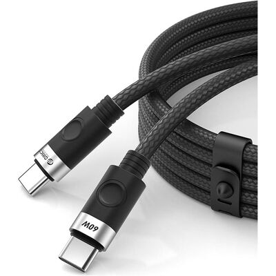 Orico Cable CDX 60W 3A Power Delivery USB-C - USB-C 1m Cable - Black (1 m, USB 2.0, 60 W), Câble USB Orico Cable CDX 60W 3A Power Delivery USB-C - USB-C 1m Cable - Black (1 m, USB 2.0, 60 W), Câble USB