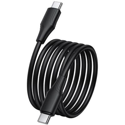 Hoco Cable Silicone Cable USB C to USB C 3A 60W 1 m X124 black (1 m, 60 W), Câble USB Hoco Cable Silicone Cable USB C to USB C 3A 60W 1 m X124 black (1 m, 60 W), Câble USB