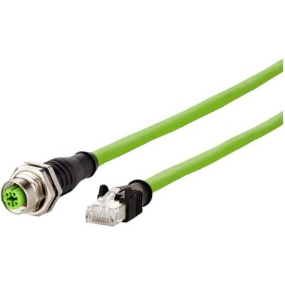 Metz Connect 142M4D25050 Câble réseau M12 - Vert, 5m, CAT 5e, S/UTP Metz Connect 142M4D25050 Câble réseau M12 - Vert, 5m, CAT 5e, S/UTP