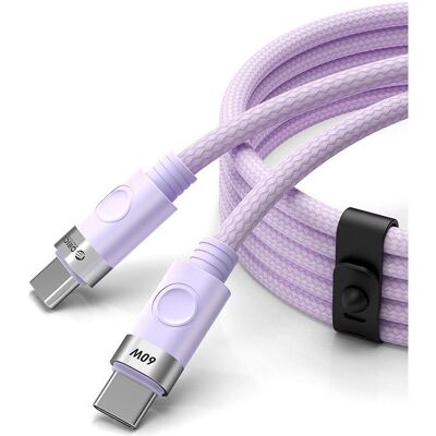 Orico Cable CDX 60W 3A Power Delivery USB-C - USB-C 1m Cable - Purple (1 m, USB 2.0, 60 W), Câble USB Orico Cable CDX 60W 3A Power Delivery USB-C - USB-C 1m Cable - Purple (1 m, USB 2.0, 60 W), Câble USB