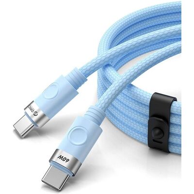 Orico Cable CDX 60W 3A Power Delivery USB-C - USB-C cable 1m - blue (1 m, USB 2.0, 60 W), Câble USB Orico Cable CDX 60W 3A Power Delivery USB-C - USB-C cable 1m - blue (1 m, USB 2.0, 60 W), Câble USB