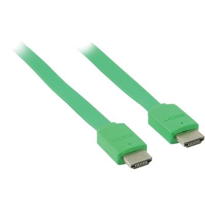Valueline Câble HDMI plat vert / Câble HDMI / HDMI 1.4 / 3D/4K / 2 m (2 m), Câble vidéo, Vert Valueline Câble HDMI plat vert / Câble HDMI / HDMI 1.4 / 3D/4K / 2 m (2 m), Câble vidéo, Vert