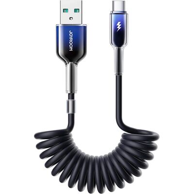 Joyroom S-A43 Crystal-Clear Series 3A Coiled Fast Charging Data Cable (USB-A to Type-C) 1.5m-Black (1.50 m, USB 2.0, 60 W), Câble USB Joyroom S-A43 Crystal-Clear Series 3A Coiled Fast Charging Data Cable (USB-A to Type-C) 1.5m-Black (1.50 m, USB 2.0, 60 W), Câble USB