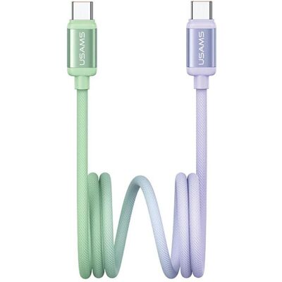 Usams Cable Bicolor Series SJ756 PD 60W USB-C/USB-C 1.2m green and purple (1.20 m, 60 W), Câble USB Usams Cable Bicolor Series SJ756 PD 60W USB-C/USB-C 1.2m green and purple (1.20 m, 60 W), Câble USB