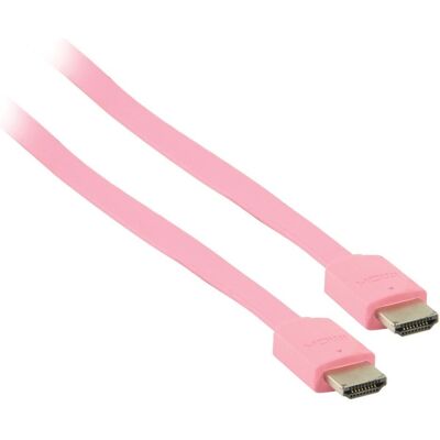 Valueline Câble HDMI plat VLMP34010P2.00 rose / Câble / HDMI 1.4 / 3D/4K / 2 m (2 m), Câble vidéo, Pink Valueline Câble HDMI plat VLMP34010P2.00 rose / Câble / HDMI 1.4 / 3D/4K / 2 m (2 m), Câble vidéo, Pink