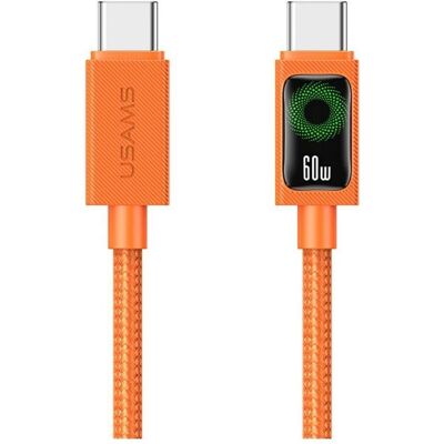 Usams Cable SJ773 PD 60W USB-C/USB-C 1.2m orange (1.20 m, USB 2.0, 60 W), Câble USB Usams Cable SJ773 PD 60W USB-C/USB-C 1.2m orange (1.20 m, USB 2.0, 60 W), Câble USB