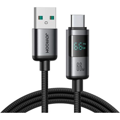 Joyroom USB-A to USB-C fast charging cable with display, 66W, 1.2m (1.20 m, USB 2.0, 66 W), Câble USB Joyroom USB-A to USB-C fast charging cable with display, 66W, 1.2m (1.20 m, USB 2.0, 66 W), Câble USB