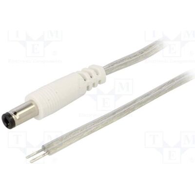 BQ Cable Câble 2 × 0,5 mm² CC, fiche 5,5/2,5, prise CC 5,5/2,5 droite (1 m), Câble d'alimentation, Blanc BQ Cable Câble 2 × 0,5 mm² CC, fiche 5,5/2,5, prise CC 5,5/2,5 droite (1 m), Câble d'alimentation, Blanc