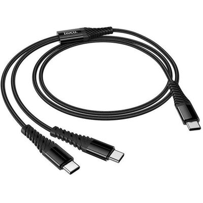 Hoco Cable Cable 2in1 USB C to USB C+C 1 m X123 black (1 m), Câble USB Hoco Cable Cable 2in1 USB C to USB C+C 1 m X123 black (1 m), Câble USB