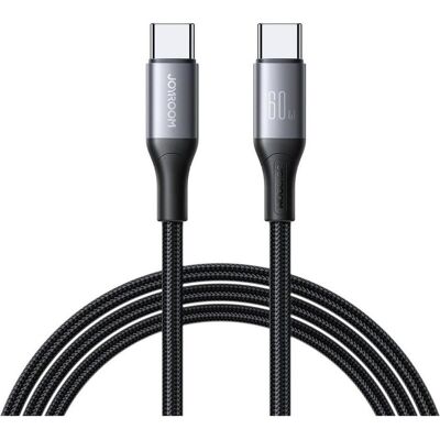 Joyroom Flash Series Fast Charging USB-C to USB-C Cable 60W, 1m - Black (1 m, USB 3.2 Gen 1, 60 W), Câble USB Joyroom Flash Series Fast Charging USB-C to USB-C Cable 60W, 1m - Black (1 m, USB 3.2 Gen 1, 60 W), Câble USB