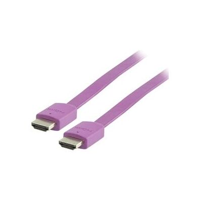 Valueline Câble HDMI plat violet / Câble HDMI / 1.4 / 3D/4K / 2 m (2 m), Câble vidéo, Violet Valueline Câble HDMI plat violet / Câble HDMI / 1.4 / 3D/4K / 2 m (2 m), Câble vidéo, Violet