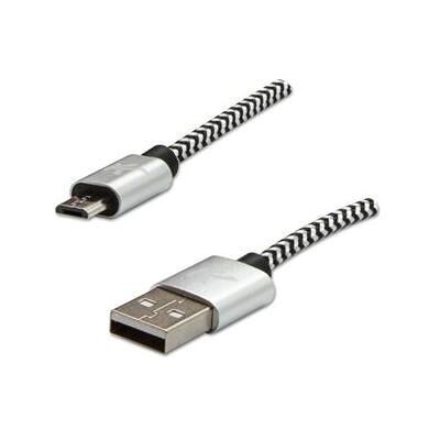Logo Câble USB USB-A - microUSB 1 m Biało-czarny (1 m, USB 2.0), Câble USB Logo Câble USB USB-A - microUSB 1 m Biało-czarny (1 m, USB 2.0), Câble USB