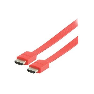 Valueline Câble HDMI plat VLMP34010R2.00 rouge / Câble / HDMI 1.4 / 3D/4K / 2 m (2 m), Câble vidéo, Rouge Valueline Câble HDMI plat VLMP34010R2.00 rouge / Câble / HDMI 1.4 / 3D/4K / 2 m (2 m), Câble vidéo, Rouge