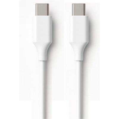 Ewent USB 2.0 Type-C cable, type C to C M/M, AWG30, PD 60W, Data 480Mbps, PVC, white, 2m (2 m, USB 2.0, 60 W), Câble USB Ewent USB 2.0 Type-C cable, type C to C M/M, AWG30, PD 60W, Data 480Mbps, PVC, white, 2m (2 m, USB 2.0, 60 W), Câble USB