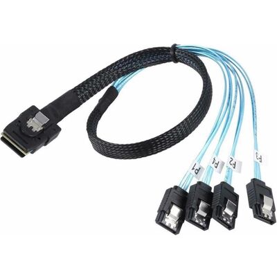 PowerGuard Mini SAS SFF-8087 to 4x SATA 7-Pin Breakout Cable 1m (100 cm, Mini-SAS, SATA), Câble interne (PC) PowerGuard Mini SAS SFF-8087 to 4x SATA 7-Pin Breakout Cable 1m (100 cm, Mini-SAS, SATA), Câble interne (PC)