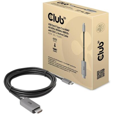 Club 3D HDMI (type A) - USB C (3 m), Câble vidéo, Noir Club 3D HDMI (type A) - USB C (3 m), Câble vidéo, Noir