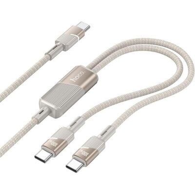 Hoco Cable Cable 2in1 USB C to USB C / USB C 5A 100W 1,2 m U139 gold (1.20 m, USB 3.2 Gen 1, 100 W), Câble USB Hoco Cable Cable 2in1 USB C to USB C / USB C 5A 100W 1,2 m U139 gold (1.20 m, USB 3.2 Gen 1, 100 W), Câble USB