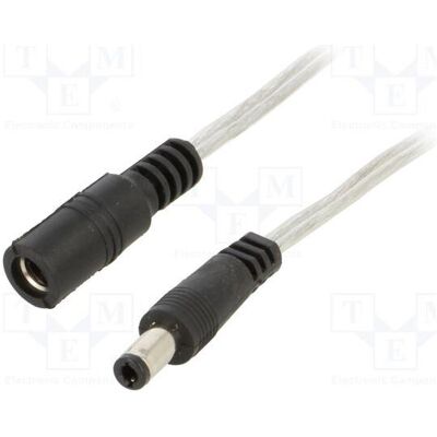 BQ Cable Câble 2 × 0,5 mm² CC, fiche 5,5/2,5, prise CC 5,5/2,5 droite (3 m), Câble d'alimentation, Noir, Transparent BQ Cable Câble 2 × 0,5 mm² CC, fiche 5,5/2,5, prise CC 5,5/2,5 droite (3 m), Câble d'alimentation, Noir, Transparent
