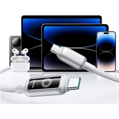 Joyroom USB-C to USB-C Fast Charging Data Cable 100W, 1.2m - White (1.20 m, USB 2.0, 100 W), Câble USB Joyroom USB-C to USB-C Fast Charging Data Cable 100W, 1.2m - White (1.20 m, USB 2.0, 100 W), Câble USB