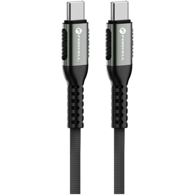 Forcell Cable F-ENERGY C260 cable Type C to Type C QC4.0 PD 5A 100W Cafule 0,25 m black (0.25 m, 100 W), Câble USB Forcell Cable F-ENERGY C260 cable Type C to Type C QC4.0 PD 5A 100W Cafule 0,25 m black (0.25 m, 100 W), Câble USB